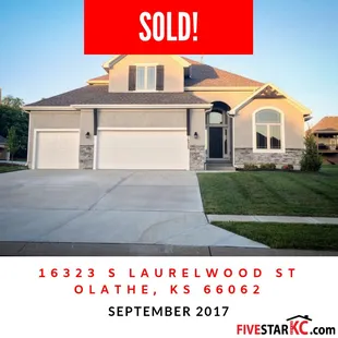 16323 S Laurelwood Street, Olathe, KS 66062 Subdivision: Stonebridge Meadows County: Johnson County, KS Sold: September 2017