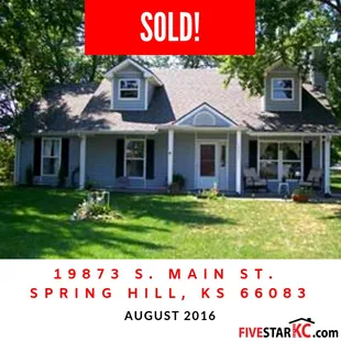 19873 Main Street, Spring Hill, Kansas 66083 County: Johnson Couny, KS Neighborhood: Ocheltree Sold: August 2016