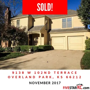 9138 W. 102nd Terrace, Overland Park, KS 66212    County: Johnson County, KS Subdivision: Chatham Court Sold: November 2017