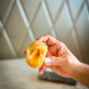 fried dumpling with running egg yolk