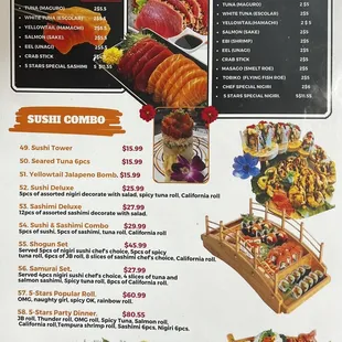 a menu for sushi
