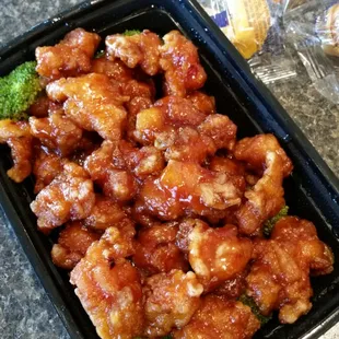 General tso's chicken. Try to get a photo of the other food, but it all got eaten too fast!. Next time...