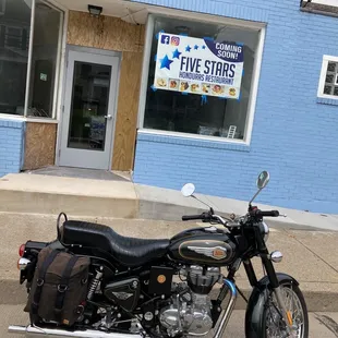 a motorcycle parked outside