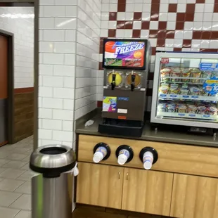 a vending machine in a restaurant