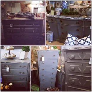 Furniture painted with Miss Mustard Seed's Trophy (Milk Paint).