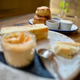 bread &amp; pimento with biscuits in the background