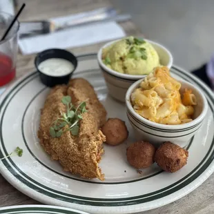 Fried Catfish+ Mac N Cheese+ Potato Salad