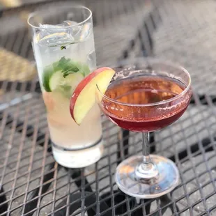 two drinks on a table