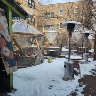 Patio with unique igloos