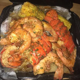 Love affair platter from the pop up shop of king crab atl. Delicious food even if I did fall horribly on the way out the door!