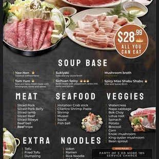 Hot Pot menu