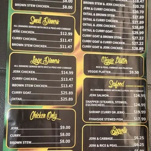 Menu as of 10/20/2023