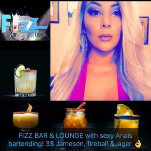 a picture of a woman with a drink