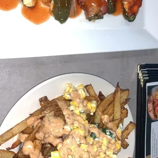 Mexican street fries and tiger twinkies