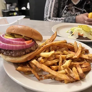 Burger and fries