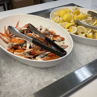 a variety of seafood dishes