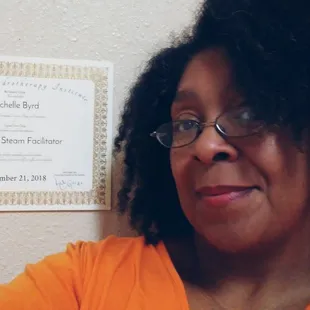 Owner Michelle with her Vaginal Steam Certifiate