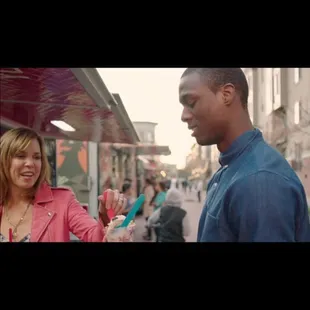 Harrison Barnes and Hannah Storm eating at our FK Custard Truck