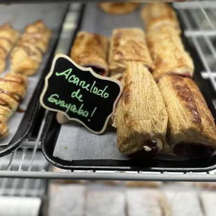 a variety of pastries on display