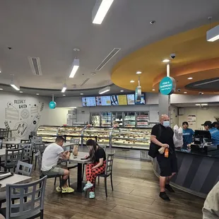 people eating at tables in a restaurant