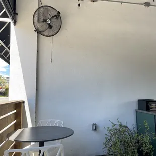 Fan for covered patio seating