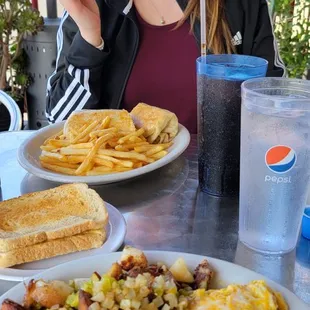 a woman eating breakfast