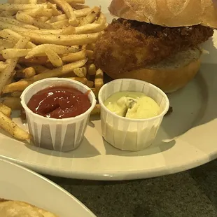 Fried Fish Sandwich (huge!) w fries