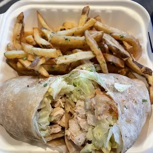 Chicken Caesar Wrap with Fresh Cut Fries