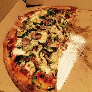 The veggie pizza hand tossed on whole wheat!