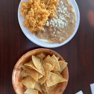 rice and beans and chips tasted homemade