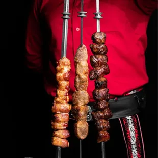 Array of meats cooke to your preference.