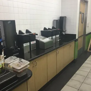 Sauces and silverware set up!