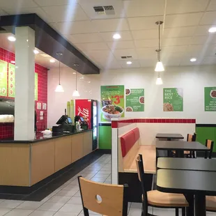 the interior of a fast food restaurant
