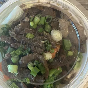 3/19/24 (tue): Mini Angus Beef w/ all veggies (top view)