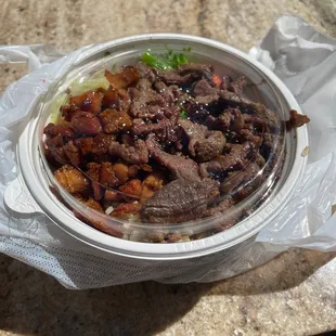a bowl of food on a table