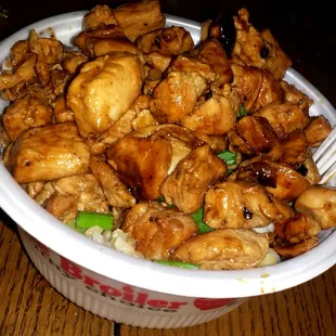 All white meat chicken with brown rice!