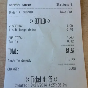 I was actually charged $1.40 instead of $1.25 for white chicken. :(