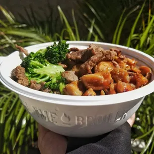 Half n half brown rice only brocolli