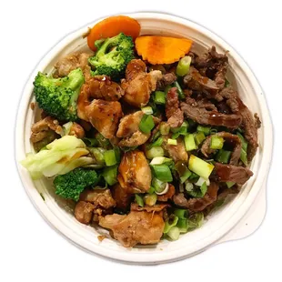 Half &amp; Half Combo Bowl with Steamed Veggies and Brown Rice
