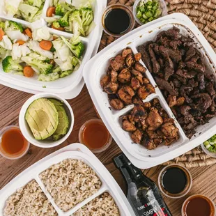 a variety of asian food