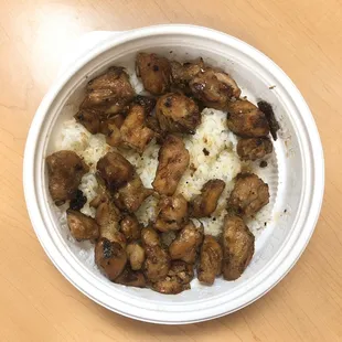 My bowl is literally less than half way full. The rice was scattered and stingy on the chicken. Not cool, Flame.