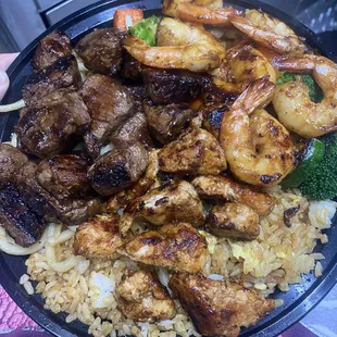 steak chicken shrimp