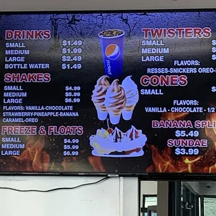 Drinks, ice cream