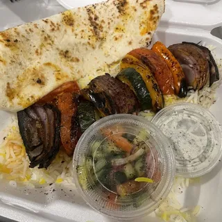 7. Veggie Kabob with Rice and Hummus