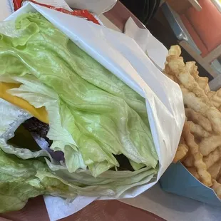 Lettuce rap cheese burger