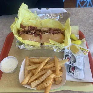 Large pastrami meal.