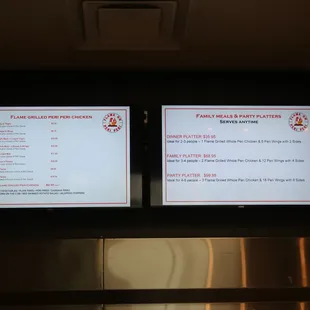 E-menu board, circa June 2021.