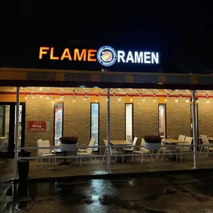 outside of restaurant at night