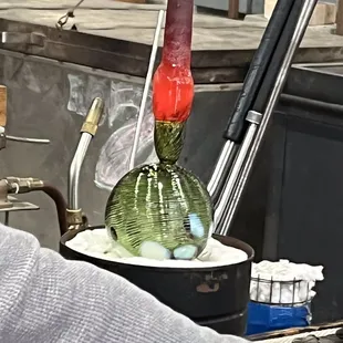 Green swirls and dots ornament