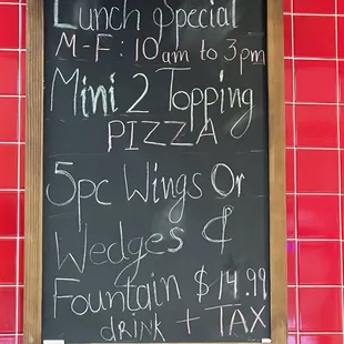 Lunch Special Menu